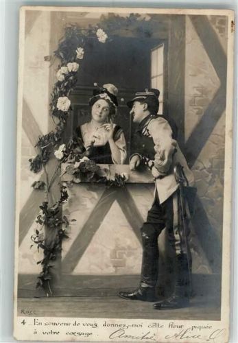 1914 Frankreich Nr. 4 Rose Liebespaar Studiokulisse