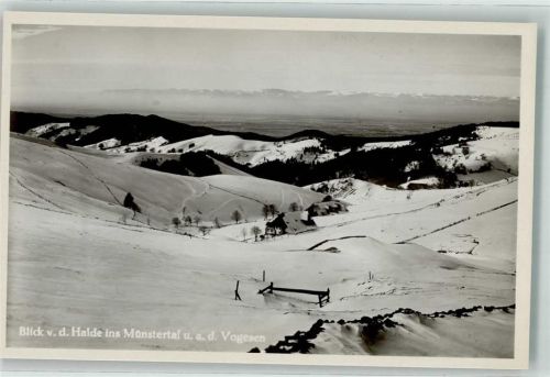 Oberried Winter Blick von der Halde ins Münstertal u. d. Vogesen