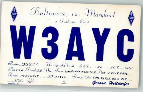 Baltimore 1955 Amateurfunk QSL-Karte
