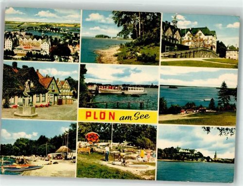 Plön Herzogschloss Strandbad Minigolf Fahrgastschiff auf dem Plöner See Gänselieselbrunnen