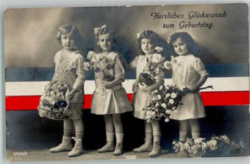 1917 Geburtstag Glückwunsch Mädchen Blumen PFB 3906/2