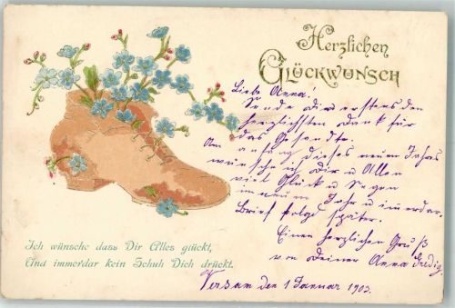 1903 Schuh Vergissmeinnicht Spruch