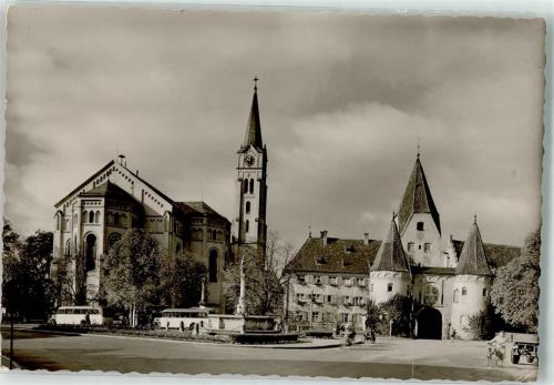 Weißenhorn Kirche Omnibus Ort handschriftlich Foto Original aus Archiv eines Ansichtskartenverlags