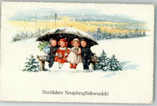 Neujahr Kinder LP 2351/III. Frank, E. 1923 Künstlerkarte