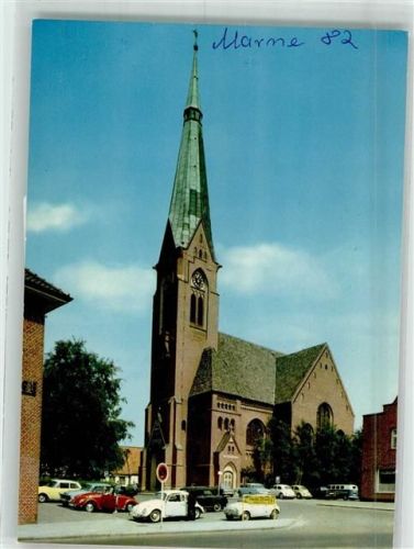 25709 W2222 Marne , Holst - Kirche Auto VW Käfer