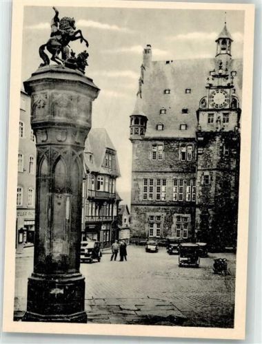 Marburg Marktbrunnen Rathaus Oldtimer
