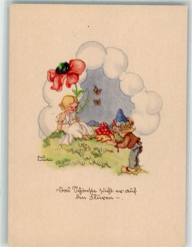 Verlag P.M.B. Serie 49/6 sign. Lauterborn Liesel Mohnblume Schmetterling