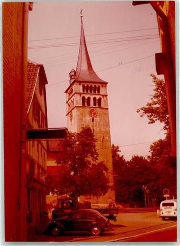 Sindelfingen Kirche Auto Ort handschriftlich Foto Original aus Archiv eines Ansichtskartenverlags