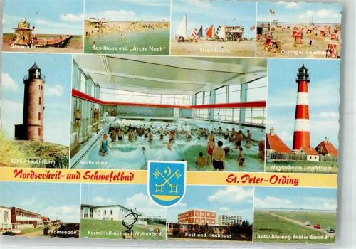 St. Peter-Ording Seebrücke Arche Noah Strandsegler Westerhever und Böhler Leuchtturm Kurmittelhaus Post Schwimmbad Rubin-Verlag SPO 127