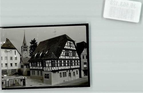 Sindelfingen Kirche Bank Fachwerkhaus Ort handschriftlich Foto Original aus Archiv eines Ansichtskartenverlags