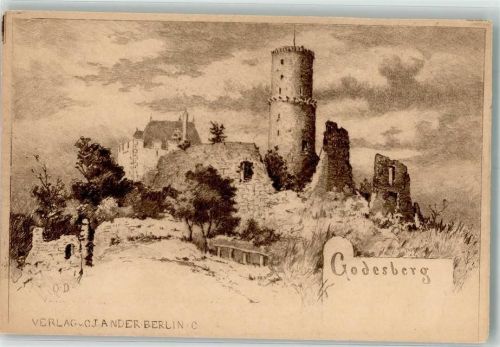 Bad Godesberg sign. O.D. Burgruine Godesberg Verlag C.J. Ander
