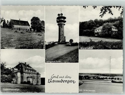 Nottuln Baumbergen mit Marienhof Jugendherberge Pension Waldfrieden Longinus-Turm und UKW-Sender Fotograf Kuhlmann