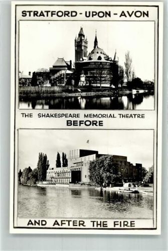 Stratford-on-Avon The Shakespeare Memorial Theatre vor und nach dem Feuer