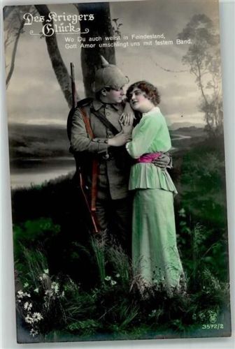 1915 Des Kriegers Glück Soldat Uniform Frau Pickelhaube Nr. 3572/2
