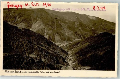 Furtwangen 1944 Fliegeraufnahme Foto AK Zensur RLM WK II Gasthaus auf dem Brend