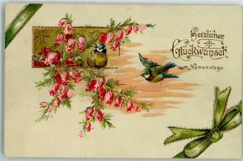 1909 Blumen Spatzen