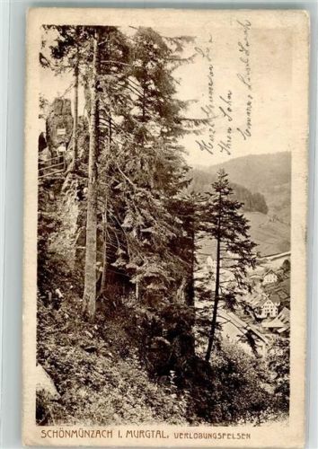 Schönmünzach 1913 Verlobungsfelsen Murgtal