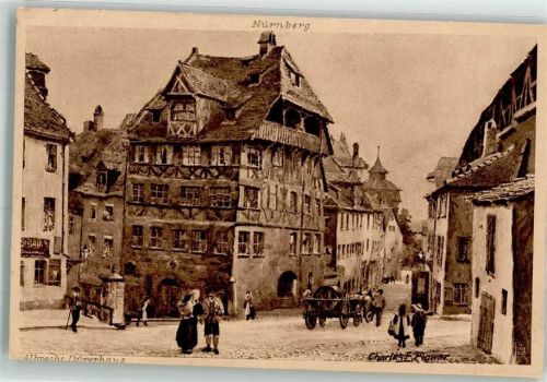 Nürnberg Oilette Photogravüre Serie I Nr. 1611 B Dürerhaus sign. Flower, Ch.
