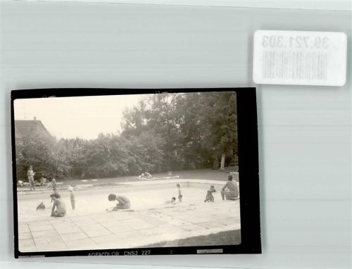 Langenau Schwimmbad Ort handschrifrlich Foto Original aus Archiv eines Ansichtskartenverlags