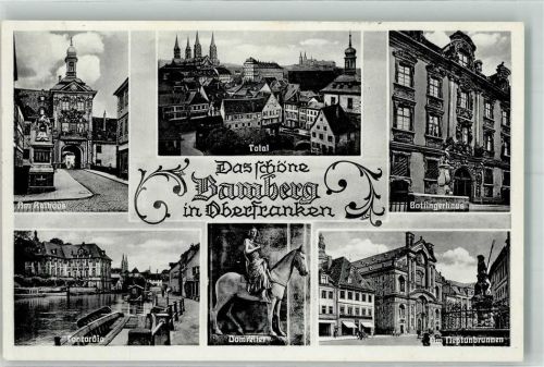 Bamberg 1939 Rathaus Bottingerhaus Denkmal Domreiter Neptunbrunnen Concordia