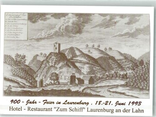Laurenburg 1993 sign. Wolf 900 Jahr-Feier Hotel zum Schiff Schloss