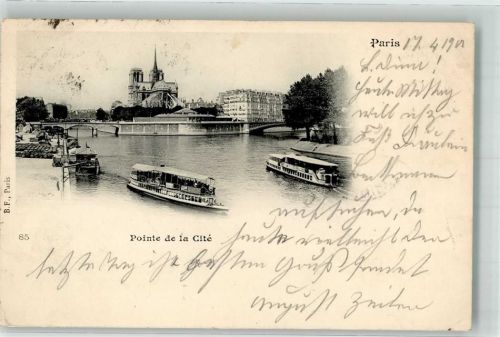 Paris 1901 Ponte de la Cité Kirche