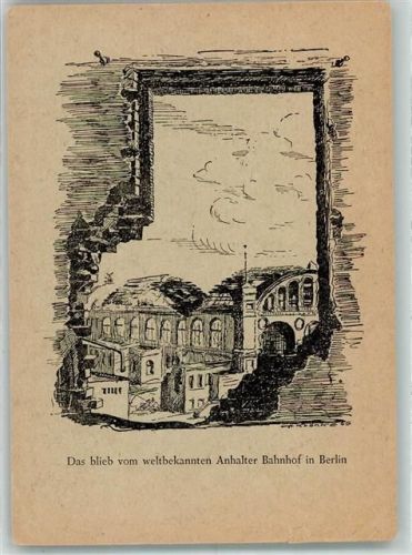 Kreuzberg 1945 sign. Krönke, H. Anhalter Bahnof Radierung