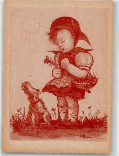 sign. Arnulf Erich Stegmann Kind Kirschen Hund Schmetterling