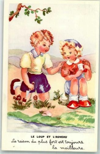 1960 Le Loup et L`Agneau sign. Lagartz Kinder