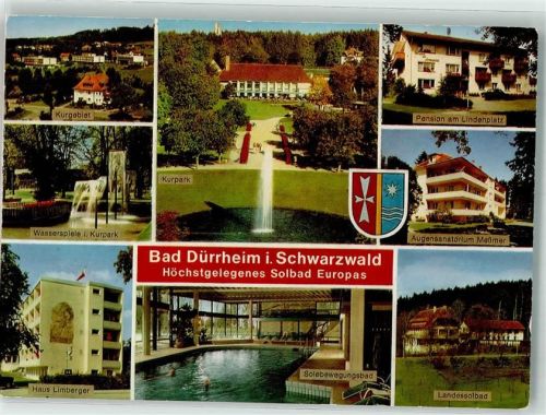 Bad Dürrheim Kurgebiet Wasserspiele im Kurpark Haus Limberger Pension am Lindenplatz Augensanatorium Meßmer Landessolbad Schwimmbad
