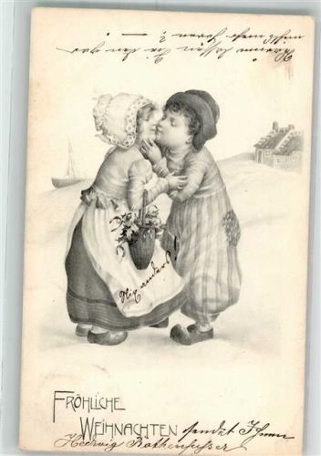 1905 Zwei Hollandkinder in Kloschen küssen sich TSN Serie 419 No. 5