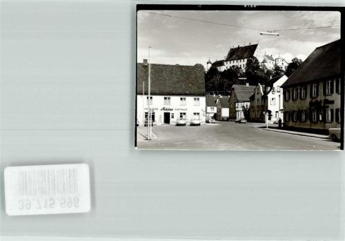 Illertissen Gasthaus Adler Metzgerei Auto Mercedes Schloss Ort handschriftlich Foto Original aus Archiv eines Ansichtskartenverlags