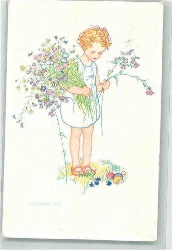 1932 Verlag M.M. Nr. 1378 Ostereier Kind Wiesenblumen sign. Hilde Rüker- Lott