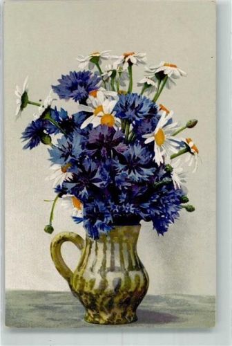 Serie 553 Nr. 1258 Ein Krug mit Margeriten und Kornblumen