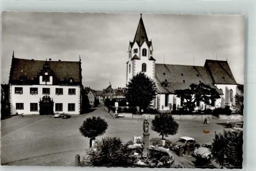 Groß-Umstadt Marktplatz Rathaus Ev. Kirche DKW VW Käfer Fiat