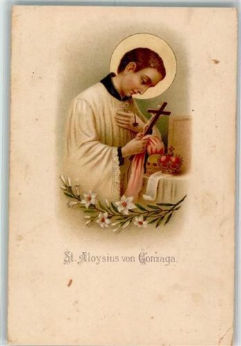 1900 Prägedruck St. Aloysius von Gonzaga Totenkopf
