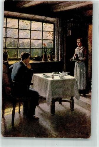 sign. Linschoten : Der letzte Besuch gedeckter Tisch Verlag A. Rehn Nr. 200