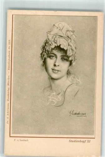 Franz von Lenbach Studienkopf einer Frau Verlag Ackermann Nr. 1213