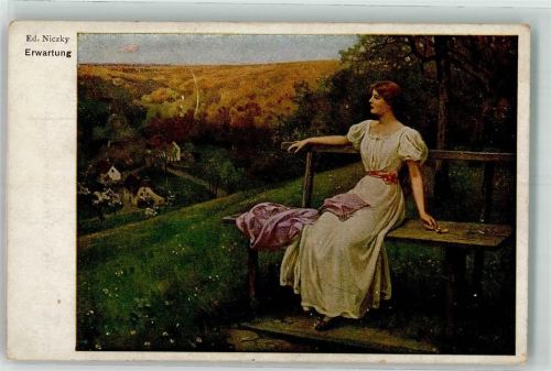 1918 sign. Niczky Erwartung Palette-Karte Nr. 29 Feldpost WK I