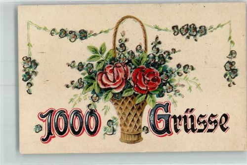 1919 mit Glimmer/Glitzerauflage Vergissmeinnicht 1000 Grüsse