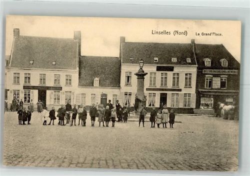 Linselles 1915 La Grand´Place Feldpost WK I Rekruten Depot 4.bayr. Inf.Div.