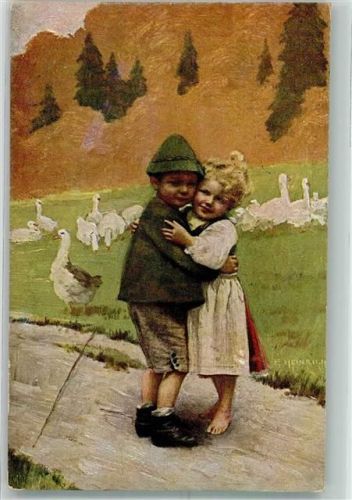 1920 sign. Heinrich F. Herzliebchen mein Tracht Gänse Verlag Neue Meister Nr. 107