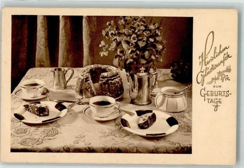 1935 Gedeckter Tish Kuchen Porzellan Geburtstag