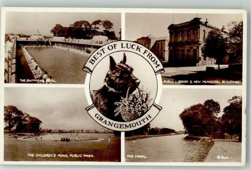 1956 Best of Luck from Grangemouth Badeanstalt Swimming Pool The Canal