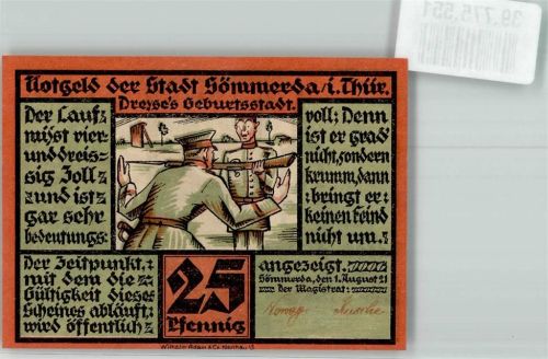 Sömmerda 1921 25 Pfennig Dreyse`s Geburtsstadt