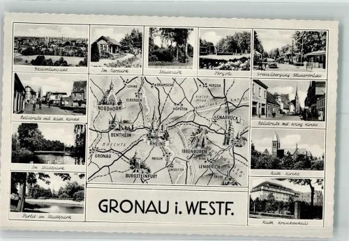Gronau Kath. Kirche Neustrasse Stadtpark Krankenhaus Kath. Kirche Grenze Glanerbrücke