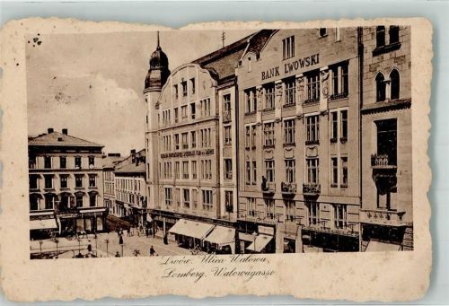 Lemberg 1918 Walowgasse Handlung Bank Foto AK