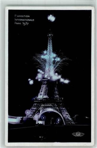 Paris 1937 Ausstellung 1937 Eiffelturm bei Nacht