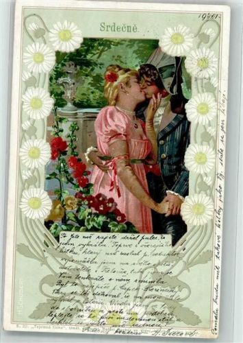 1901 Jugendstil Liebespaar Küsse Geheimnisvolle Liebe S.32 Verlag Rafael Neuber