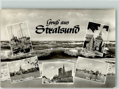 Stralsund 1966 Hafen Marienkirche Marktplatz Kütertor